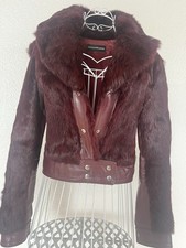 Echtpelz Echtleder Damen Jacke Bordeauxrot SEXY WOMAN Italy Gr. S/M