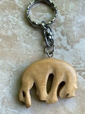 Schlüsselanhänger Holz Katze Tiger Panther Großkatze Raubkatze hängend unbenutzt