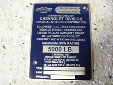 Neues Chevrolet  Pickup  Ident Typenschild    115 AT