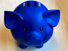 ⭐ Riester Sparschwein Allianz 2 Schlitze,  Keramik  blau,  ca.9 cm hoch ⭐