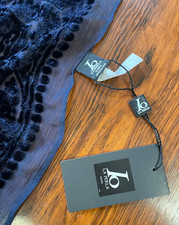 Neu La Perla Io großes Tuch Dunkelblau Ausbrenner Optik mit 40% Seide 117 x 112c