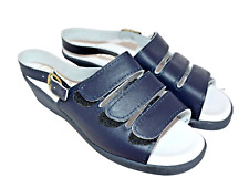 Echt-Worishofer-Fusbett Damen Dunkelblau Keilabsatz Riemchen Sandalen Italy EU 39 UK 6