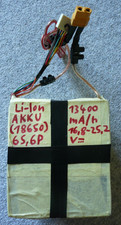 Li Ion Akkupack aus 18650 Zellen - 6S 6P - 13400mAh - TX60 Stecker, funktioniert