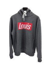 Louis Herren Hoodie Gr. L Dunkelgrau mit Brustlogo Kapuzenpullover Pullover