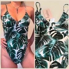 Neu Damen Missguided Badeanzug Beach Wear zusätzl. Bikini Top Tropical Tall EU42