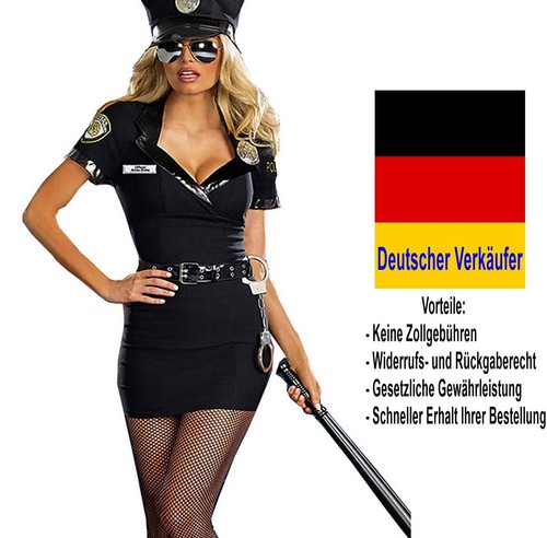 Deluxe damen polizei kostüm - polizei,