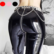 Damen Lackleder Leggings Lederhose Glänzend Schritt Offen Hose Strumpfhose Sexy