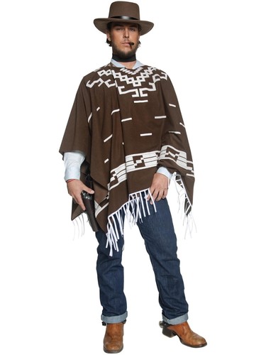Herren western poncho kostüm - western,