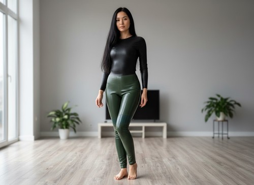 Latex leggings mit - latex,