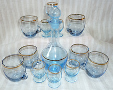 12 Stk Gläser original Russisch UdSSR blau Likörgläser unbenutzt Karaffe