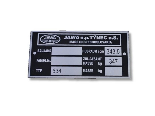 Jawa 634 typenschild schild - jawa,