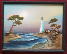 WANDBILD MIT KÜSTENLANDSCHAFT, LEUCHTTURM & MEER