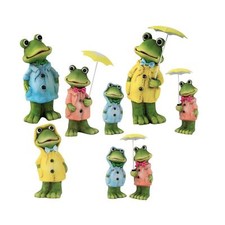 Frosch Figuren im Regenmantel