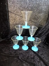 6x WISCO DDR Trinkbecher blau – Vintage Kunststoff Gläser Camping Retro