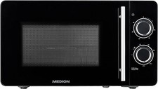 MEDION MD10495 Mikrowelle mit Grill 700W 20L 5 Leistungsstufen schwarz/silber