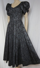 Laura Ashley Kleid 34 schwarz silber Rosen Hochzeit vintage 80er Abendkleid