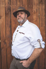 Trachtenhemd Hemd Applikationen + bestickt  1/1 Arm weiß Oktoberfest OS-TRACHTEN