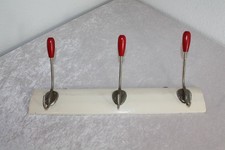 ❤️ Hakenleiste Kleiderhaken 3 Haken Garderoben weiß rot  50er 60er Vintage ❤️