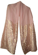 gr. leichter Schal Stola Schultertuch 180 x 72cm  Altrosa Gold Leo Print NEU