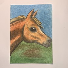 Gemälde Pferd Holzstift  A6