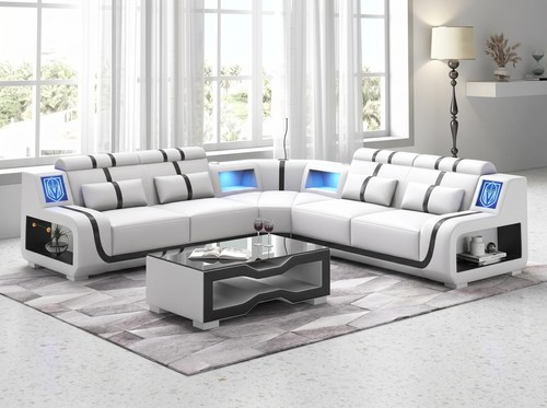 Ecksofa form weiß schwarz - ecksofa,