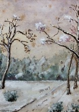 Schneelandschaft, Gouache