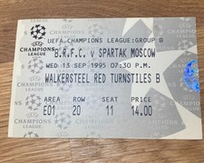 Ticket 1995 -96 Blackburn vs Trelleborgs UEFA Cup 1. in Champions League