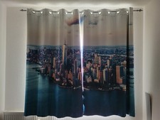 Ösenschal NEW YORK Skyline  petrol,weiß,schwarz Blickdicht