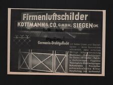 SIEGEN, Werbung 1939, Kottmann & Co. GmbH Firmen-Luft-Schilder