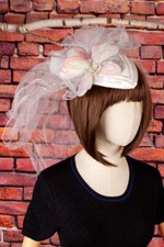 Vintage orig 80er Brauthut Schleier Kappe Pailletten Tüll Perlen Hochzeit