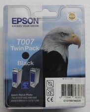 2 x Epson T007 Tinte black Stylus Photo 790 870 875DC 890 895 900 915 1270 1290