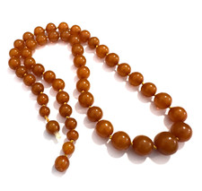 Vintage Bernsteinkette Bernstein Kugeln im Verlauf Amber einzeln geknotet 36,7 g