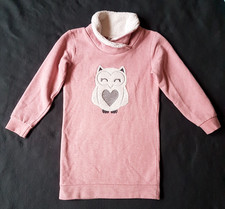Topolino Kleid Sweatkleid EULE Gr.128 Longpulli-Look Turtle-Plüsch-Kragen TOP