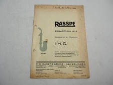 Rasspe Mähwerk Fingerbalken für System IHC Ersatzteilliste 1968