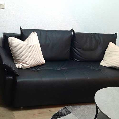 Schlafsofa kunstleder schwarz - kunstleder,