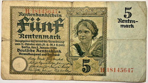 Deutsches reich rentenmarkt - 5,