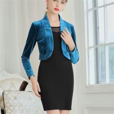 Abgeschnitten Bolero Samt Strickjacke Schulterjäckchen Offen Vorne Formell Party