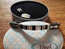 FOSSIL Herren Edelstahlarmband mit schwarzen Einsätzen, ungetragen