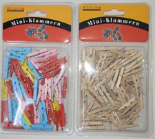 50/100 Mini Holzklammern Wäscheklammern Dekoklammern Basteln 2,5cm natur bunt