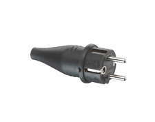 ABL Schuko Gummi Stecker mit 16 A 250 V, IP 44, schwarz
