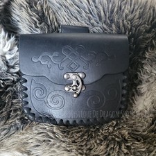 Schwarze Gürteltasche Wikinger Tasche Mittelalter Accessoires Larp Gewandung