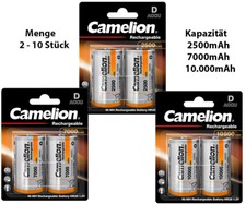 Camelion Mono D HR20 Akku 2500mAh - 10000mAh 1,2V NiMH wiederaufladbar 2 - 10 St