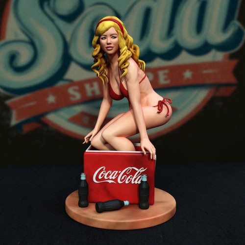 Coca cola pin - up,, mädchen