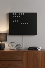 build-yours Wortuhr Jupiter LED Wanduhr Edelstahl Schwarz | Designer Uhr XXL