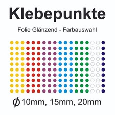 Klebepunkte - Markierungspunkte Kreise Runde Etiketten 10mm - 20 mm Aufkleber