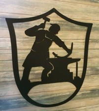 Schmied am Ambos Wappen 40cm-100cm aus 3mm Stahl Logo Deko Maibaum Handarbeit