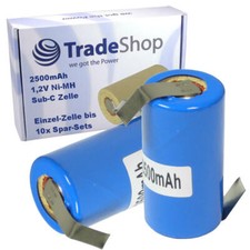 Akku Einzelzellen Sub-C NIMH 2500mAh 1.2V | im Schrumpfschlauch mit Z Lötfahne