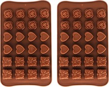2 Stück Pralinenform für 48 Pralinen Form Silikon Schokolade Rose Geschenk Herz