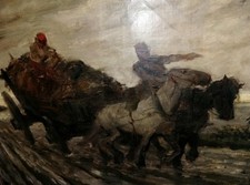 Museales Ölg. 2 Pferde mit