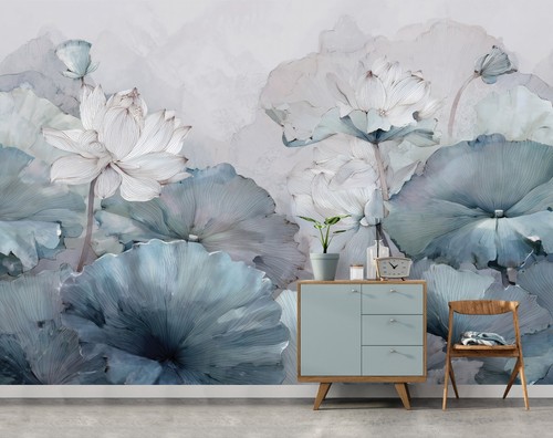 Fototapete blau blumen große - fototapete,